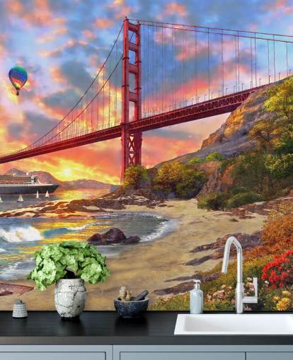 stranden i San Francisco tittar på bro tapeter stranden i San Francisco tittar på bro tapeter