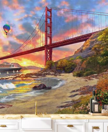 beach in san francisco looking at bridge wallpaper