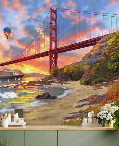 stranden i San Francisco tittar på bro tapeter