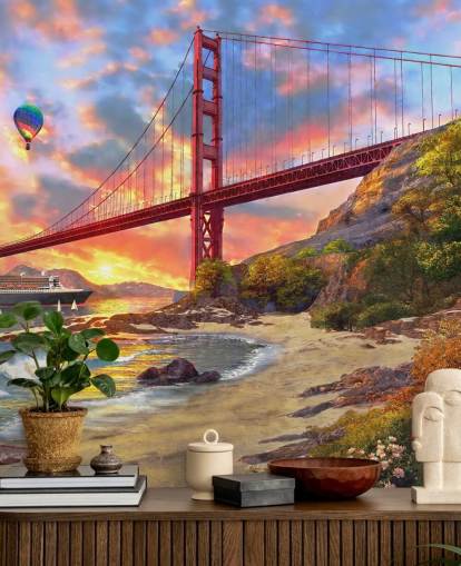 stranden i San Francisco tittar på bro tapeter