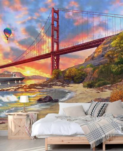 beach in san francisco looking at bridge wallpaper