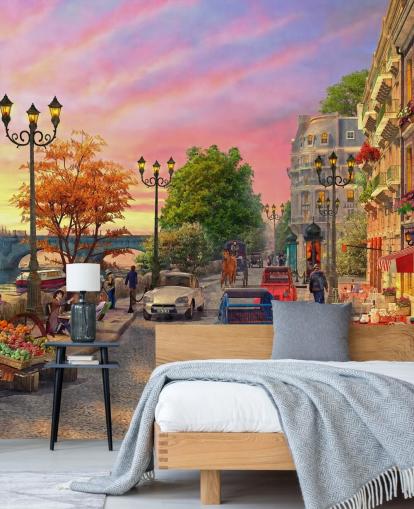 Papel de parede para celular gratis sunset by river siene in paris