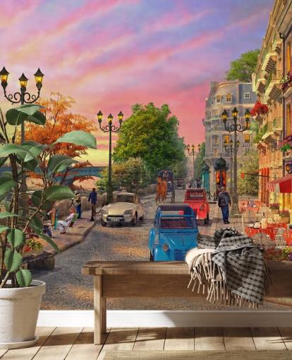 Papel de parede para celular gratis sunset by river siene in paris