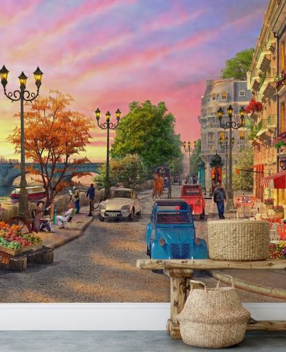 Papel de parede para celular gratis sunset by river siene in paris