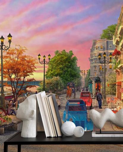 Papel de parede para celular gratis sunset by river siene in paris
