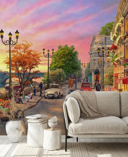 solnedgång vid floden siene i paris tapeter solnedgång vid floden siene i paris tapeter