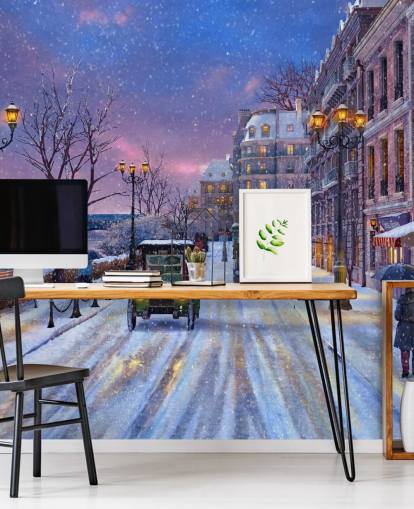 papel de parede ruas de neve de paris