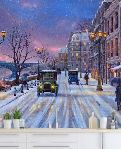 schneestraßen von paris tapete