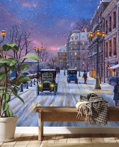 snow streets of paris wallpaper