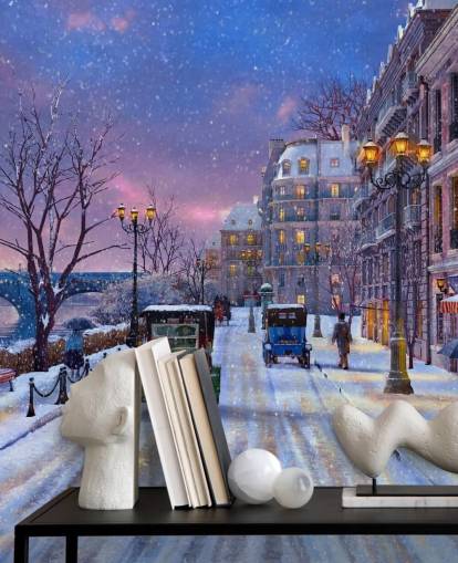 snow streets of paris wallpaper