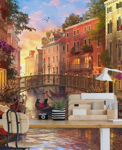 romantic digital art of venetian canal and bridge wallpaper romantic digital art of venetian canal and bridge wallpaper