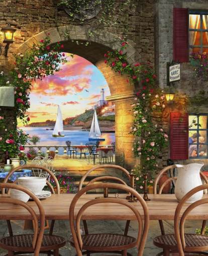 romantische europese stad behang