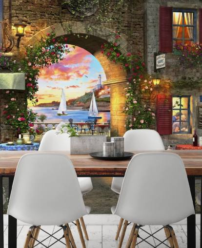 romantic european town wallpaper