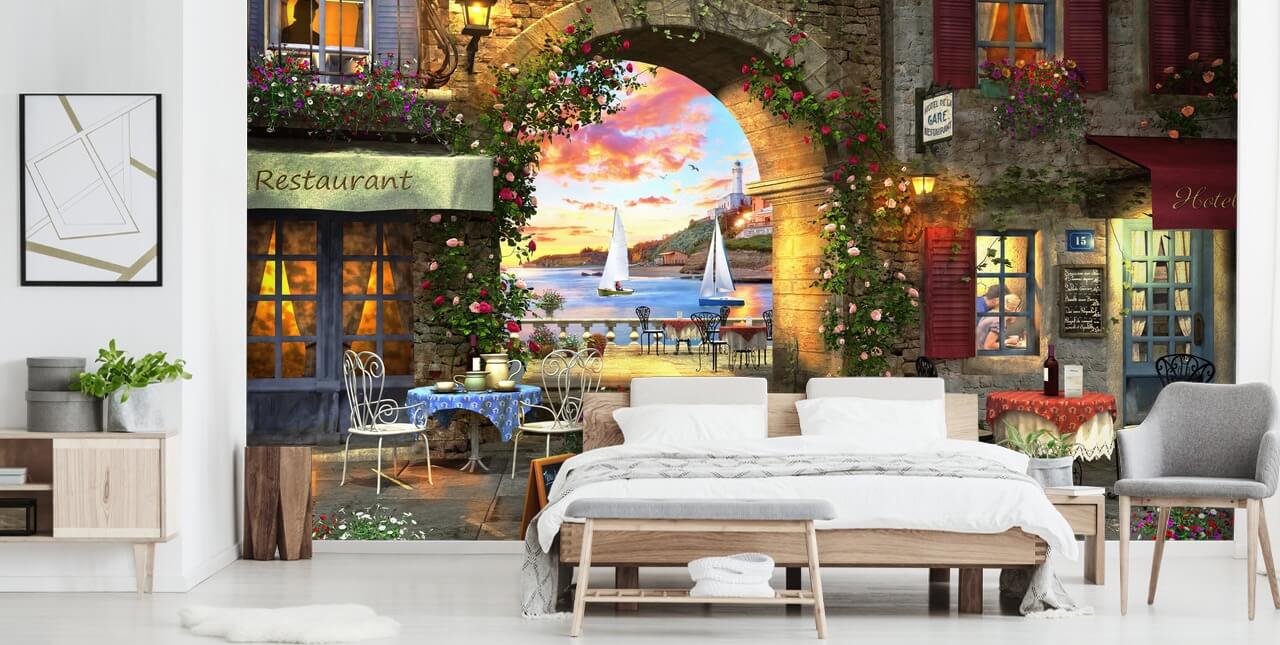 romanttinen Euroopan kaupunki tapetti