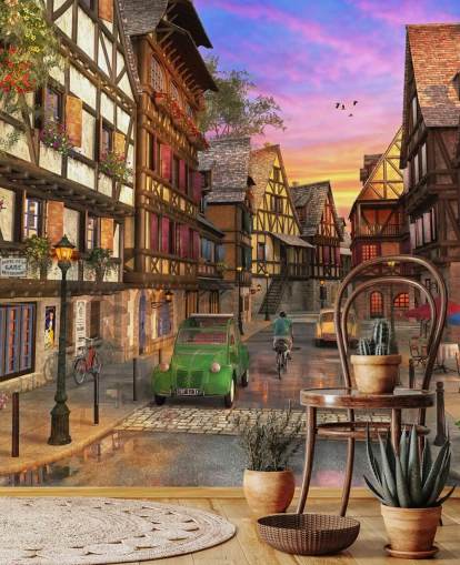 rue dans le passé papier peint