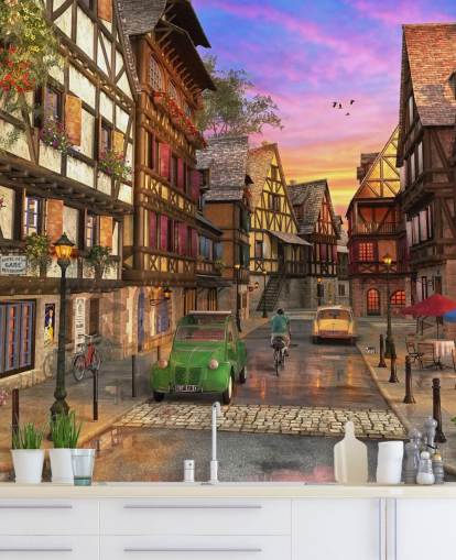 rue dans le passé papier peint