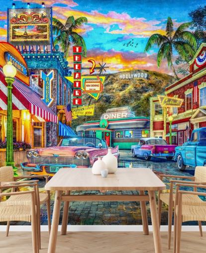 bunte Hollywood-Straßen-Tapete