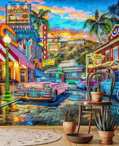 papel pintado colorido hollywood street