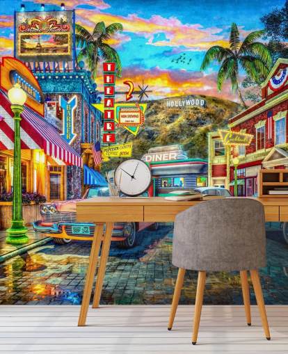 kleurrijk hollywood street behang