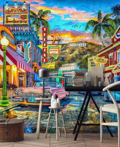 colourful hollywood street wallpaper colourful hollywood street wallpaper