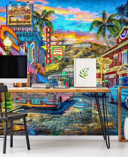 papel de parede colorido hollywood street