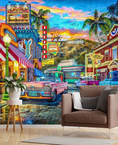 papel pintado colorido hollywood street