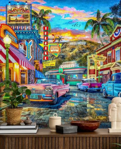 papel pintado colorido hollywood street