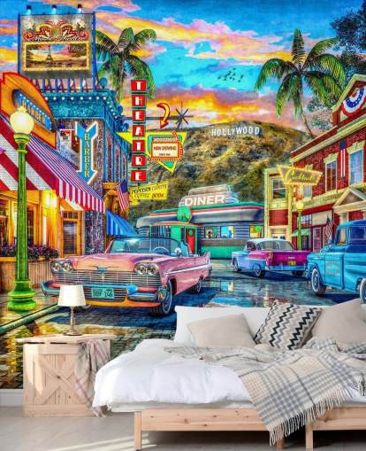 papel de parede colorido hollywood street