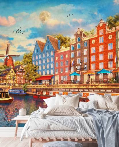 casas coloridas em papel de parede antigo amsterdam