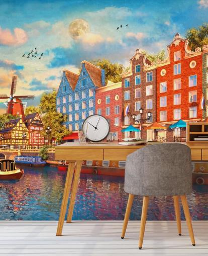 värikkäitä taloja vanha amsterdam tapetti värikkäitä taloja vanha amsterdam tapetti