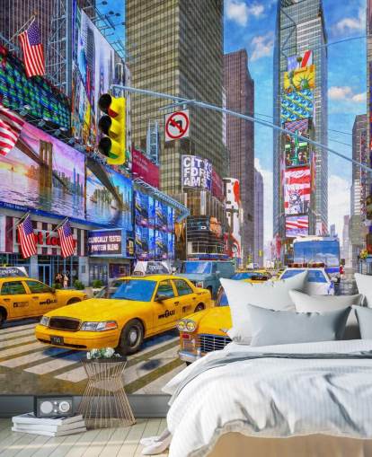 yellow taxis in times square wallpaper