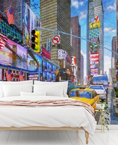 yellow taxis in times square wallpaper