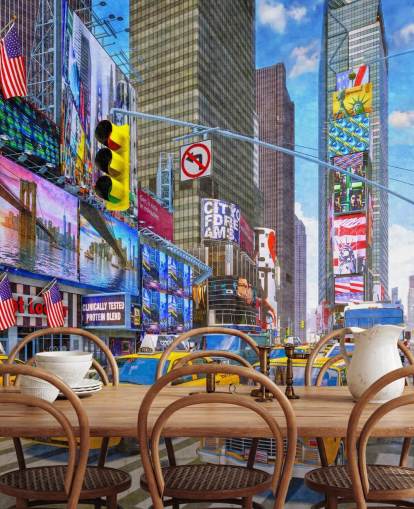 gele taxi's in times square behang