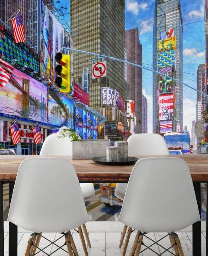 gele taxi's in times square behang