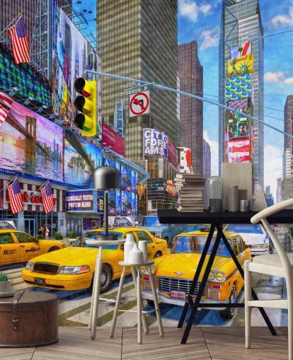 yellow taxis in times square wallpaper