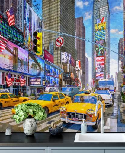 taxi gialli in carta da parati times square