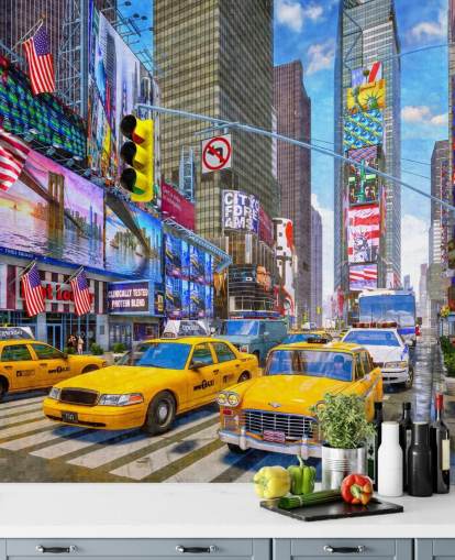 táxis amarelos no papel de parede times square