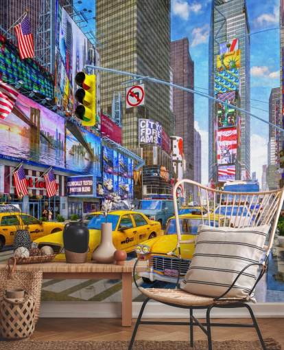 taxi gialli in carta da parati times square
