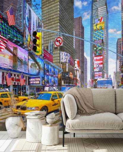 yellow taxis in times square wallpaper