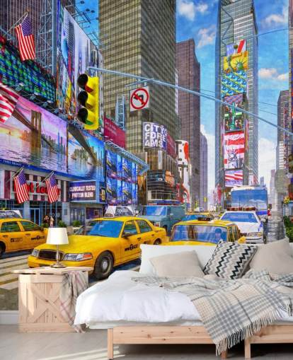 yellow taxis in times square wallpaper