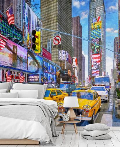 yellow taxis in times square wallpaper