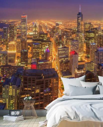 colourful chicago at night wallpaper
