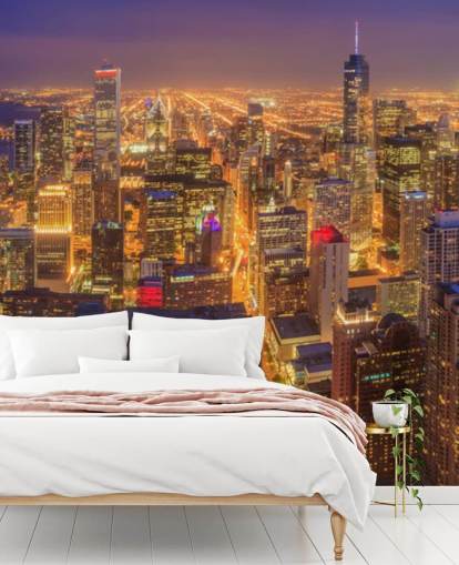 bunte Chicago bei Nacht Tapete