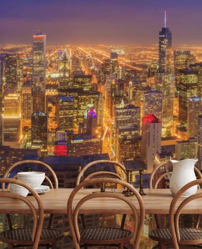 bunte Chicago bei Nacht Tapete