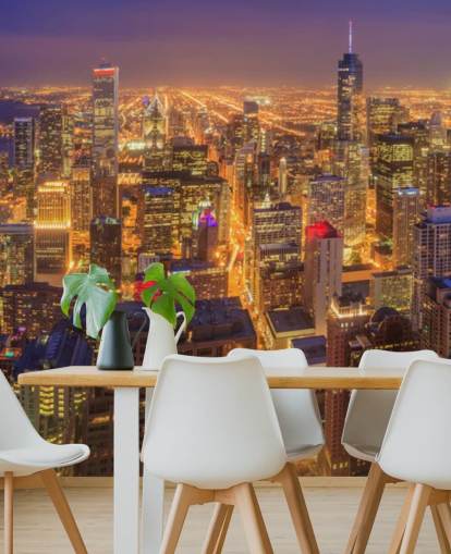 colourful chicago at night wallpaper