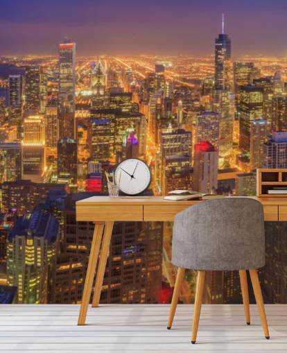 colourful chicago at night wallpaper