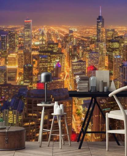 colourful chicago at night wallpaper