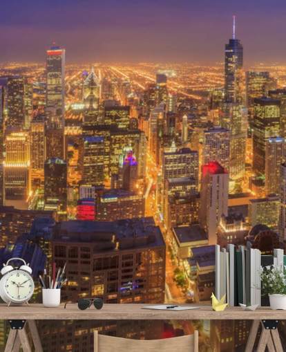 colourful chicago at night wallpaper