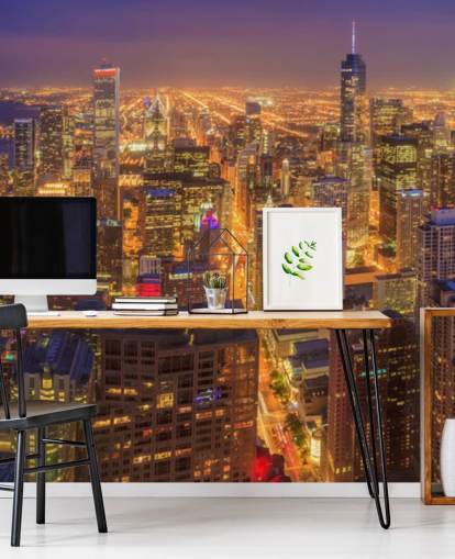 fondo de pantalla colorido chicago en la noche