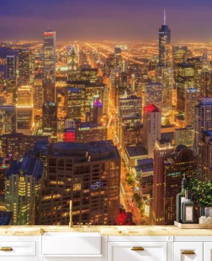 colourful chicago at night wallpaper